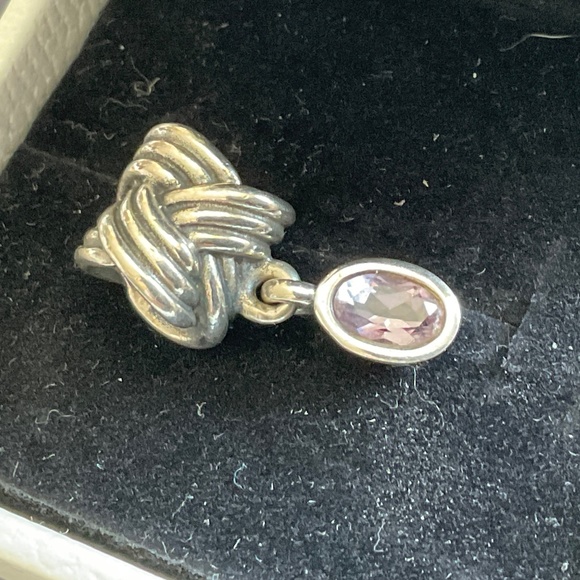 Pandora Silver Bracelet Charm with Pink Stone - Picture 1 of 4